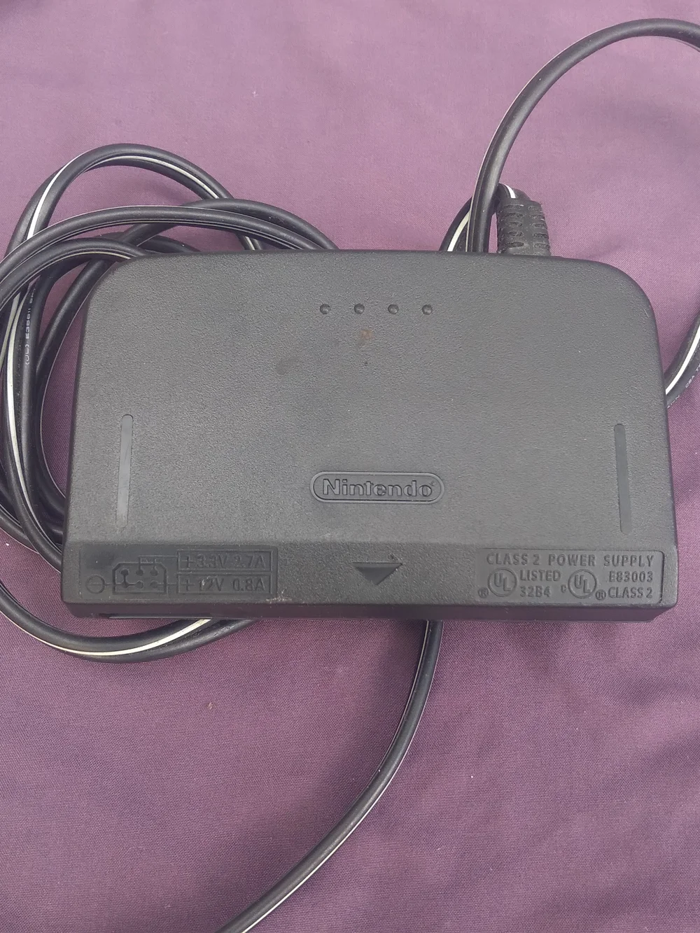 Nintendo Black Power Adapter with Built-In Cable
